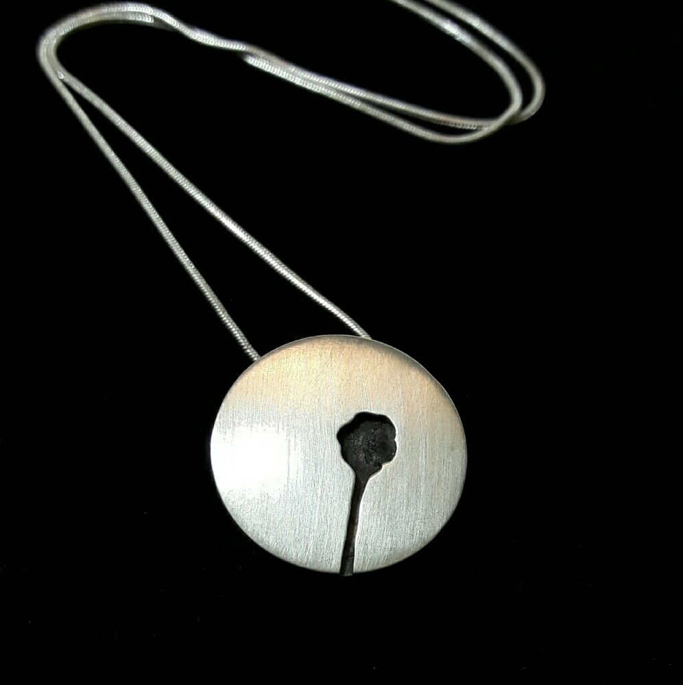Tree Silhouette Sterling Silver Pendant